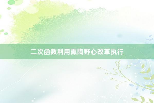 二次函数利用熏陶野心改革执行