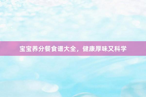 宝宝养分餐食谱大全，健康厚味又科学