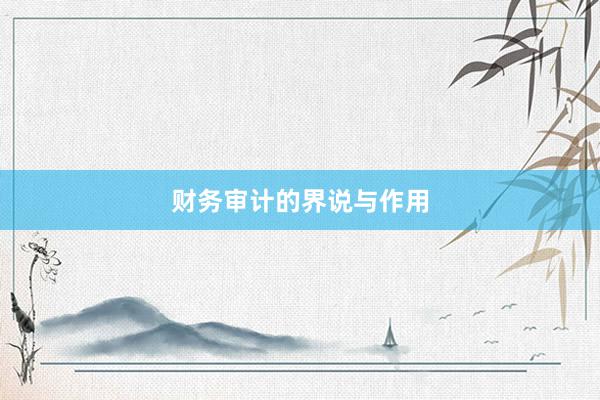 财务审计的界说与作用